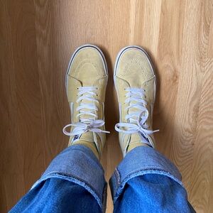 Yellow High-Top Sneakers with White Laces